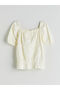 Nevavm Square Collar Girl's T-Shirt with Difference - 3