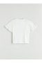 Lcw Kids Ecru Girl's T-Shirt with Crew Neck Scallop Detail - 4
