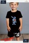 Children's Unisex “Blue Single Pin with Teddy Bear Patch“ Custom Printed Crew Neck T-Shirt - Shorts Set - 2