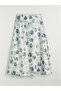 Lcwaikiki Classic Mixed Elastic Waist Floral A-Line Satin Skirt - 5
