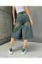 Unisex Vintage Washed Retro Pattern Baggy Jean Capri Bermuda - 3