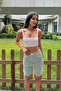 Women's Linen Blend Comfortable Flowing Striped Shorts - 4