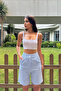 Women's Linen Blend Comfortable Flowing Striped Shorts - 6