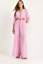 Pink Tie-Detail Blouse Lined Buttoned Trousers Lined Top-And-Bottom Set 9266 60281046 - 3
