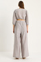 Women's Gray Tie-Detail Blouse Lined Buttoned Cuffed Pants Lined Top and Bottom Set 9266 60281046 - 8