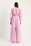 Pink Tie-Detail Blouse Lined Buttoned Trousers Lined Top-And-Bottom Set 9266 60281046 - 8