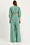Green Tie-Dye Detailed Blouse Lined Bottom-Top Set with Buttoned Cuffs and Lined Pants 9266 60281046 - 8