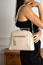 Women's Crossbody and Handbag with Adjustable Strap Leather Textured Three Compartment Large Shoulder and Handbag - 3