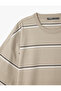 Striped Crew Neck Short Sleeve Tok Fabric Cotton Oversize T-Shirt - 3