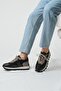 Sarasota Model Real Leather Handmade Men's Black Beige Sneaker Shoes