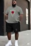 Men's Gray T-Shirt Black Shorts Unexperted Plus Size Battal Size Team