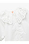 Baby Collar Short Sleeve Brode Detailed Cotton Dress - 3