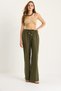 Women's Khaki Waist Tied Thin Linen Summer Loose Trousers 3236 60281079 - 2