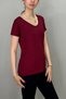 Women's Burgundy Color and Collar Bat Sleeve T-Shirt