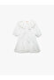 Baby Collar Short Sleeve Brode Detailed Cotton Dress