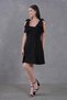 Women's Crepe Fabric Bow Strap Detail Square Neck Mini Black Evening Dress 2030 - 6