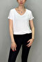 Women's White Color and Collar Bat Sleeve T-Shirt - 4