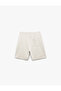 Cotton Waist Lace-Up Bermuda Shorts with Stitching Detail Pockets - 4
