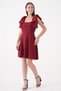 Burgundy Crepe Fabric Bow Strap Design Square Neck Mini Evening Dress 2030 - 6