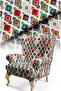 Traditional Baklava Patterned Digital Printed Upholstery Seat Fabric. High Quality Non-Stretch Fabric