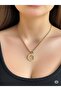 Women's Steel Gold Color Evil Eye Beaded Round Model Necklace - 2