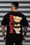 تي شيرت كبير الحجم مطبوع عليه دب على الظهر عالي الجودة