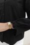 Black Collar and Sleeve Pleated Shirt - 5