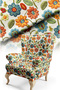 Digital Printed Upholstery Seat Fabric with Embroidery Looking Flowers. High Quality Non-Stretch Fabric