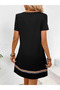 Women's Short Sleeve V-Neck Ethnic Pattern Stripe Detailed Viscose Dress - 5