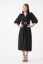 New Season Stretch Fabric Double Breasted Collar Stone Belt Design Women's Midi Dress 3602 - 5