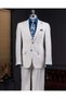 Italian Style Slim Fit Mono Collar Jacket Pants Suit Ecru T14293 - 6
