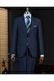 Italian Style Striped Jacket Pants Suit 88% Wool Navy Blue T14148