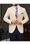 Italian Style Slim Fit Combination Suit Beige T13927 - 5
