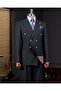 Italian Style Slim Fit Double Breasted Jacket Pants Suit Black T14294