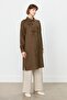 Bow and Pocket Detailed Linen Tunic Brown - 2