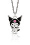 Hello Kitty Kuromi Character Necklace – Black and White Enameled Silver Color with Twisted Chain
