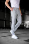 Men's Gray Relaxed Fit Side Pockets Elastic Waist Lace up Jogger Pants - 4