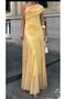 Women's Yellow Shoulder Detailed Patterned Lined Long Tulle Dress - 4