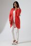 Women's Plus Size Long Sleeve Lace Guipure Detail Open Front Oval Knitted Jacquard Cardigan - Coral - 3