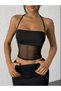 Buy Tulle Detail Halter Crop Bustier