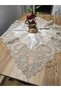 luxury tablecloth tea table cover gold glittery beige velvet (milk coffee) 90x90cm - 5