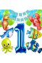Ocean Animals 1st Year Birthday Balloon Set with Large Size Balloons Sea Creatures Balloon Set