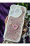 Realme C63 and Realme C61 Compatible Heart Pink Glitter Pearl and Ribbon Detailed Phone Case