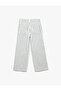 Cotton Striped Wide Leg Jeans - 2