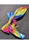 Rainbow Mermaid Shiny Glitter Colorful Long Tail with Scarf Big Bow Rubber Buckle - 4