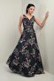 Women's V-Neck Thick Strap Low Waist Embroidered Long Flared Dress