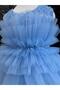 Pearl Detail Ruffle Floor Floor Puffy Girl's Evening Dress - 2