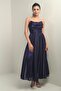Women's Degaje Strapless Neckline Lined Organza Satin Midi Dress - 4