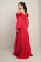 Women's Floral Madonna Collar Belted Lined Chiffon Long Dress - 4