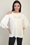 Women's One Shoulder Bow Stone Printed Lycra Blouse
